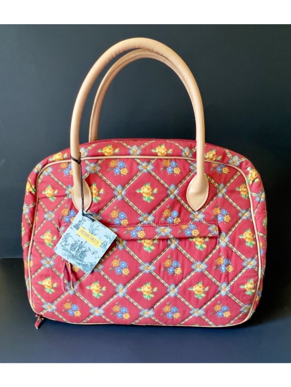 VTG Pierre Deux Quilted Travel Cosmetic Bag NWT Red Floral Organizer Case 90s